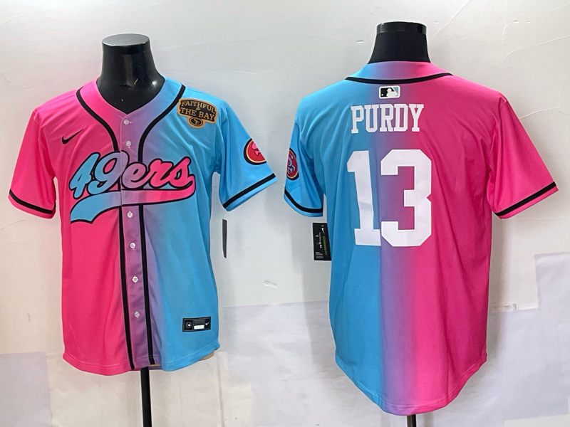 Men San Francisco 49ers 13 Purdy Blue pink Nike Limited NFL 2025 Jersey 009